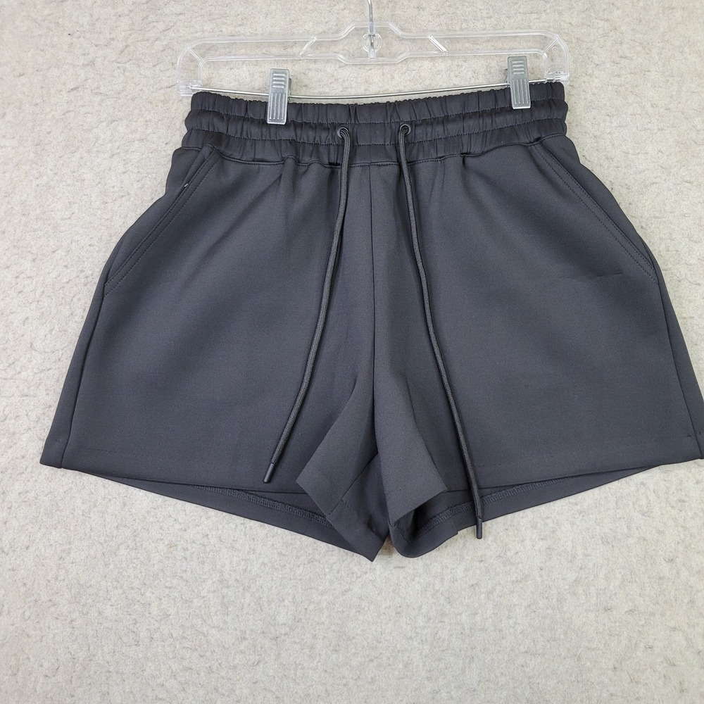 Good American Black Scuba Drawstring Casual Loose Fitting Shorts Women Size 1